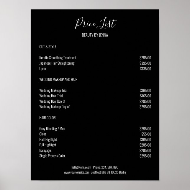 Affiche Liste des Prix Black White (Devant)