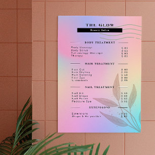Affiche Liste des prix Esthétique Holographique rose Iride