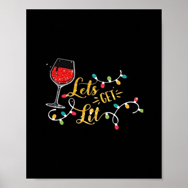 Affiche Lit Vins Lunettes Vins Lumières Noël Drinki (Devant)