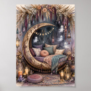 Affiche Lit Whimsigoth Croissant de Lune Lit Cozy Ghost Ar