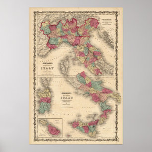 Affiche L'Italie du nord Italie du sud