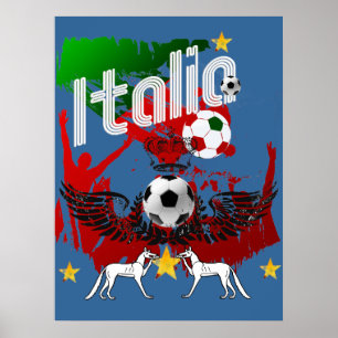 Affiche L'Italie évente la fan de sports de fla d'Azzurri