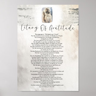 Affiche Litanie de prière de gratitude sur toile d'art imp