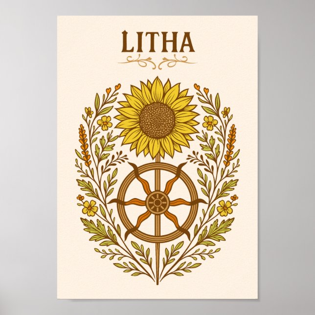 Affiche Litha Tournesol Roue Solstice d'été Céleste  (Devant)