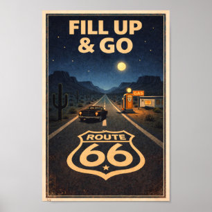 Affiche litho Route 66 Fill Up & Go