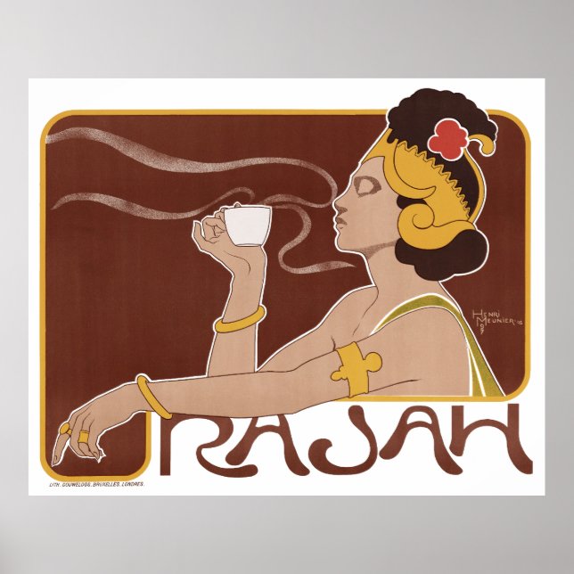 Affiche Lithographie couleur sur le café Rajah (Devant)