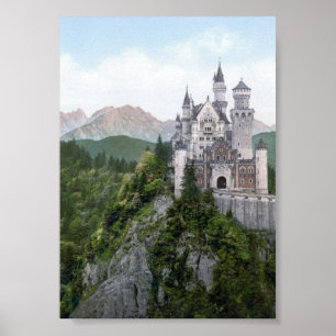 Affiche Lithographie de château de Neuschwanstein