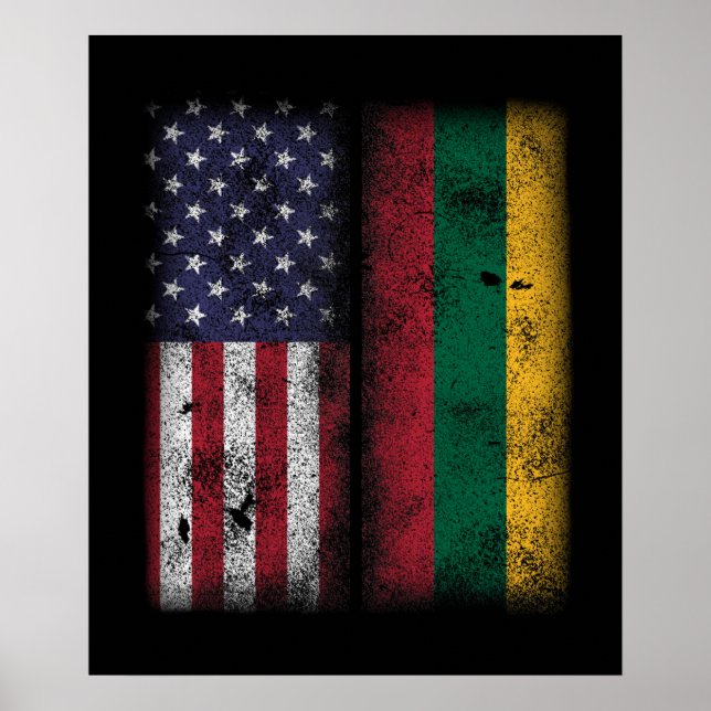 Affiche Lithuanian American Flag Lithuania Lietuva (Devant)