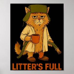Affiche Litière Pleine Drôle Amoureux de Chat Noël Xmas Py