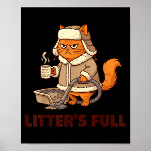 Affiche Litière Pleine Drôles Amoureux de Chats Noël Xmas
