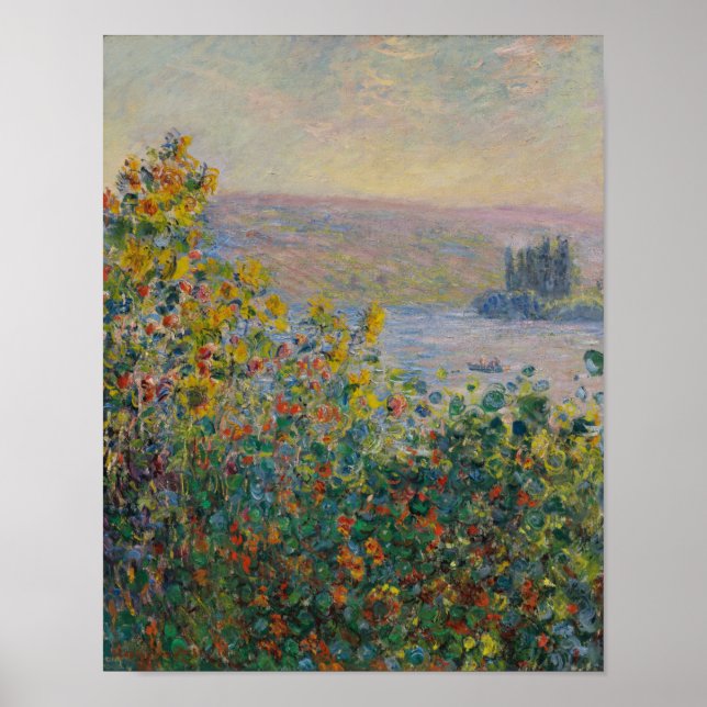 Affiche Lits à fleurs à Vétheuil - Claude Monet (Devant)