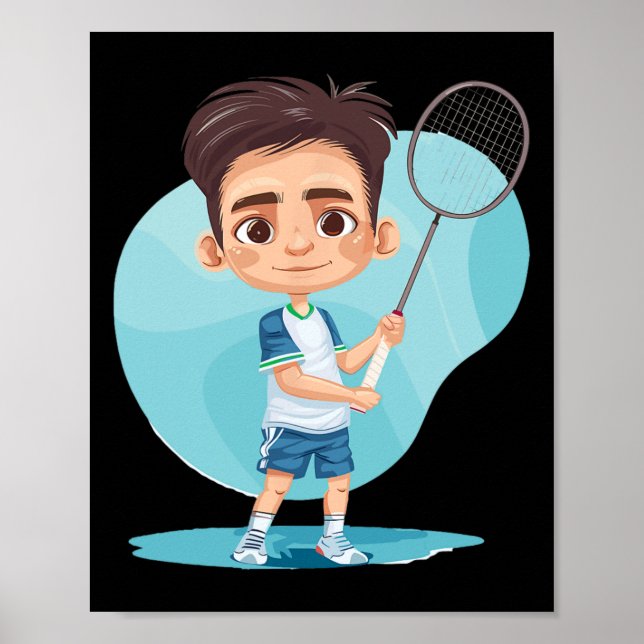 Affiche Little Badminton Player Jeu De Navette Pour Garçon (Devant)