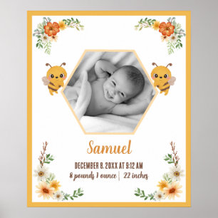 Affiche Little Bee Baby Stats de naissance