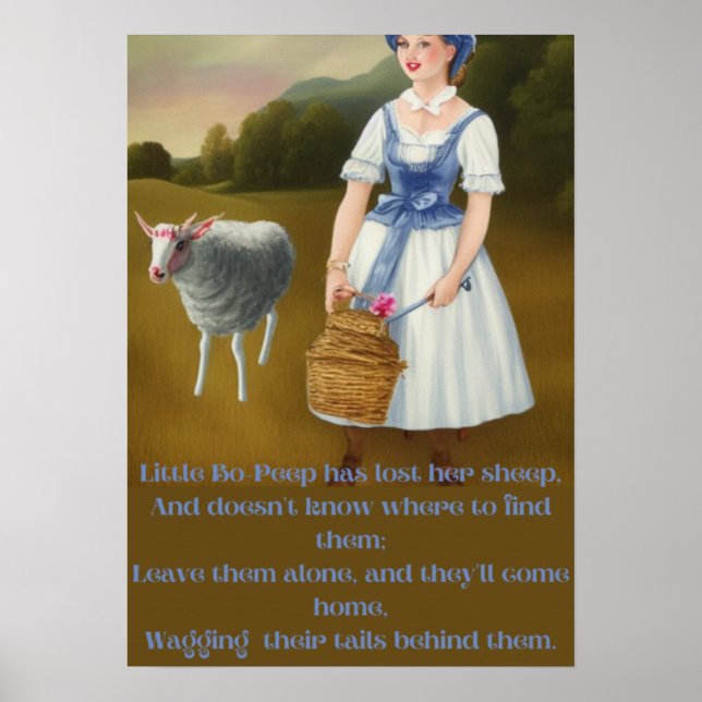Affiche Little bo- peep a perdu ses moutons amusant mignon (Devant)