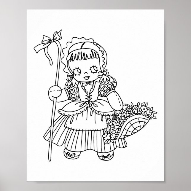 Affiche Little Bo PeeP Mère oie Page de coloration (Devant)