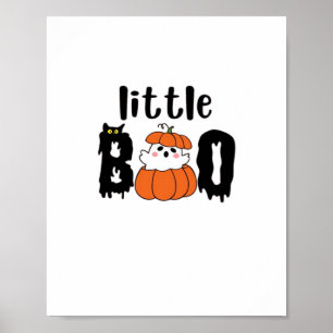 Affiche Little Boo Cute Halloween Citrouille Chat Vintage