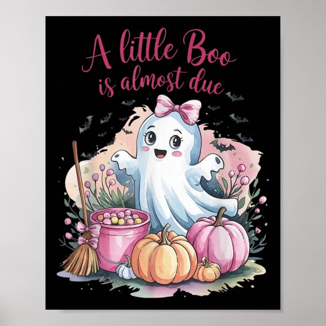 Affiche Little Boo Is Almost Due Halloween Theme Girl Baby (Devant)