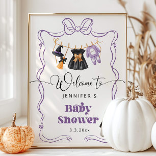 Affiche Little Boo is Due Baby shower de linge Bienvenue