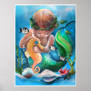 Affiche Little Boy Merm et son cheval de mer