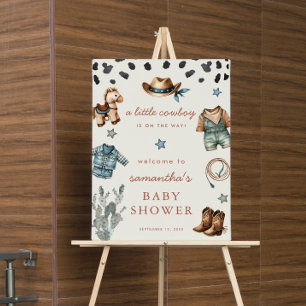 Affiche Little Cowboy est sur le chemin garçon baby shower