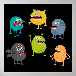 Affiche Little cute funny monsters