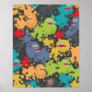 Affiche Little cute funny monsters
