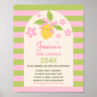 Affiche Little Cutie Lemon 1st Birthday Time Capsule Sign