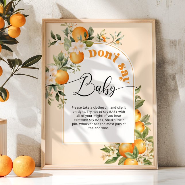 Affiche Little cutie Ne pas dire bébé jeu de baby shower P (Créateur téléchargé)