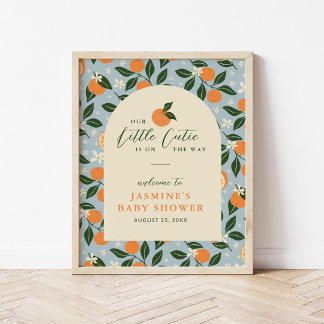 Affiche Little Cutie Orange Citrus Baby Shower Welcome