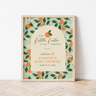 Affiche Little Cutie Orange Citrus Baby Shower Welcome