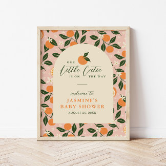 Affiche Little Cutie Orange Citrus Baby Shower Welcome