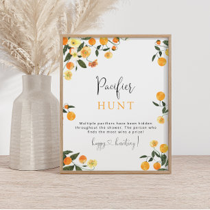 Affiche Little Cutie Orange Pacifier chasse Baby shower je