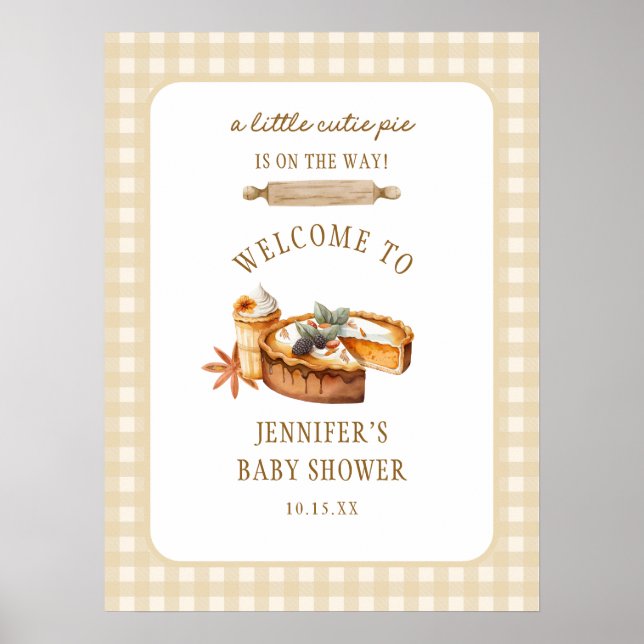Affiche Little Cutie Pie Est Sur Le Chemin Baby shower Bie (Devant)