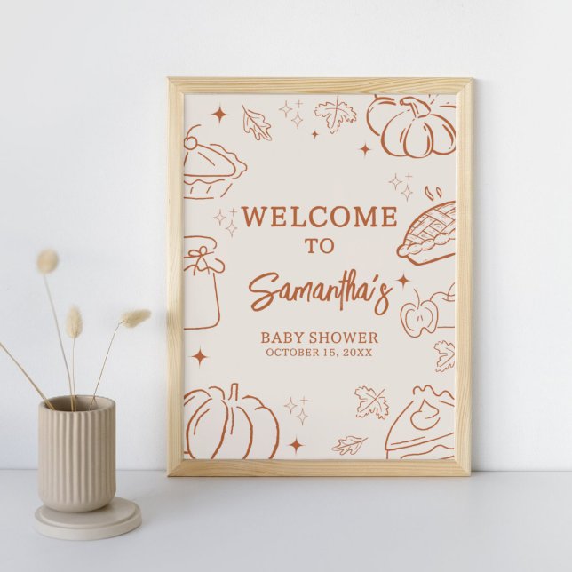 Affiche Little Cutie Pie Fall Baby Shower Welcome Sign (Little Cutie Pie Baby Shower Welcome Sign)