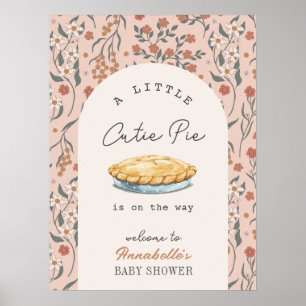 Affiche Little Cutie Pie Rose Baby shower Floral Bienvenue