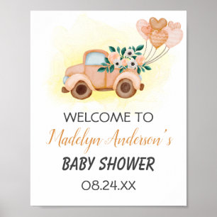 Affiche Little Cuties Vintage Truck Triplé Baby shower