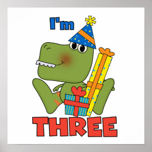 Affiche Little Dino 3ème Anniversaire Tshirts et cadeaux
