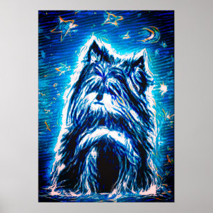 Affiche Little Doggy en bleu