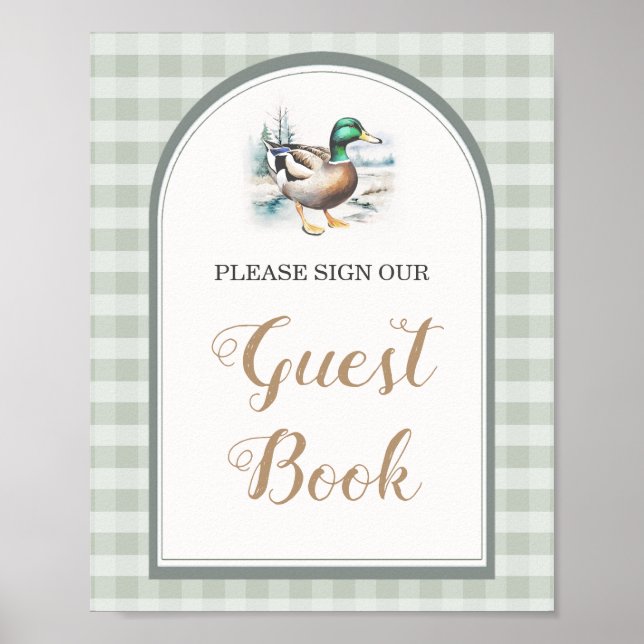 Affiche Little Duckling En vichy Baby shower Livre d'invit (Devant)