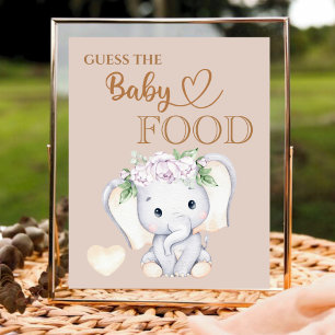 Affiche Little Elephant Baby shower Guess the Baby Food