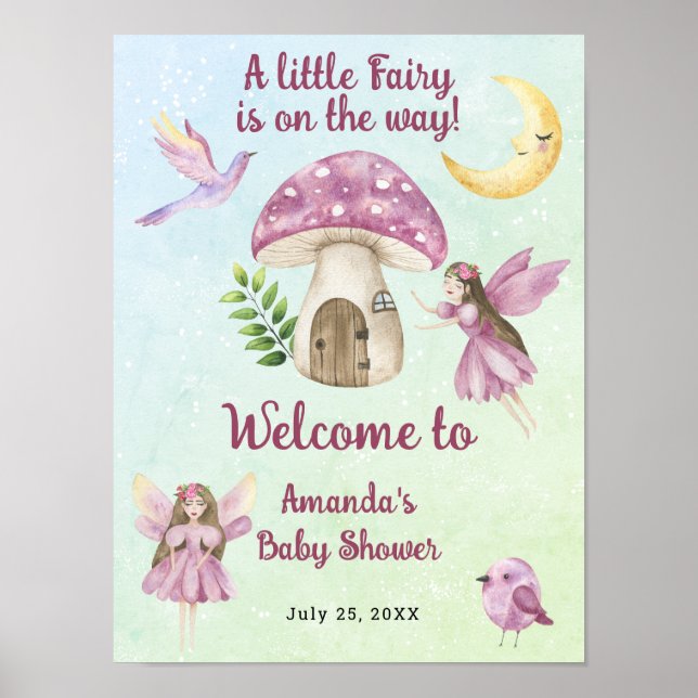 Affiche Little Fairy Whimsical Baby Shower Welcome (Devant)