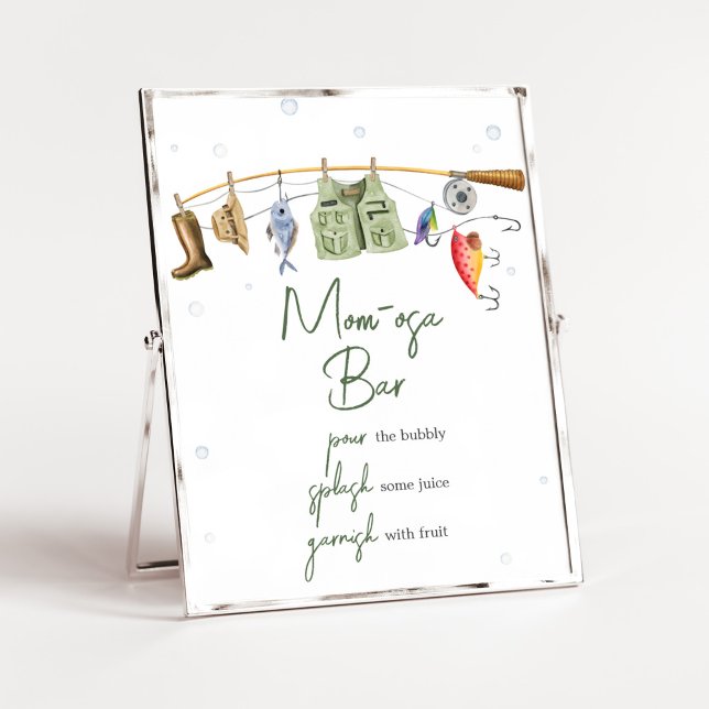 Affiche Little Fisherman Baby shower Mom Osa Bar (Boho Fisherman Baby Shower Mom Osa Bar Sign)