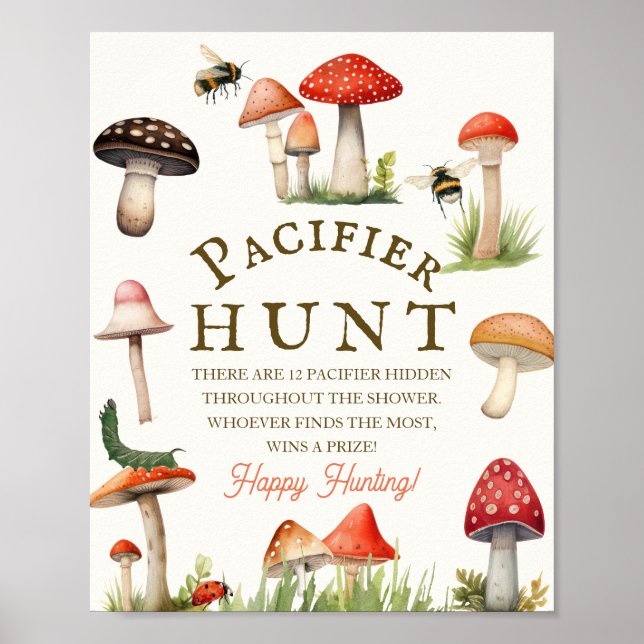 Affiche Little Fun Guy Mushroom Bee Baby Pacifier Hunt (Devant)