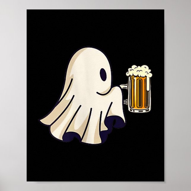 Affiche Little Ghost Drinking Beer Funny Halloween Costume (Devant)