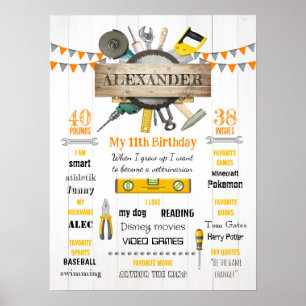 Affiche Little Handyman Anniversaire Jalon Statistiques de