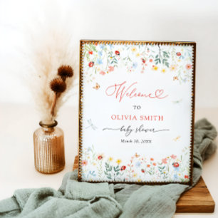 Affiche Little Log Bug Cute Garden Baby shower Bienvenue