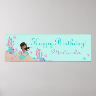 Affiche Little Mermaid Birthday Banner African