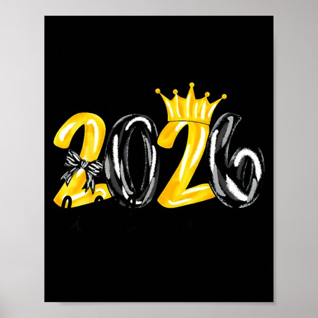 Affiche Little Miss 2026 Coquette Bow Crown Happy New Year (Devant)