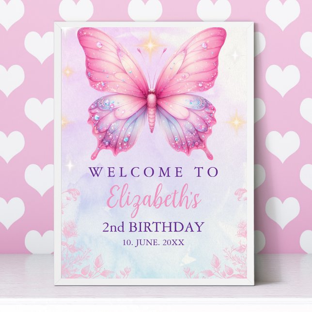 Affiche Little Pink Butterfly - Girls' Birthday (Créateur téléchargé)