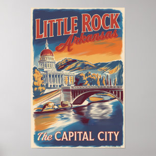 Affiche Little Rock Arkansas Artistique Art de Voyage Vint